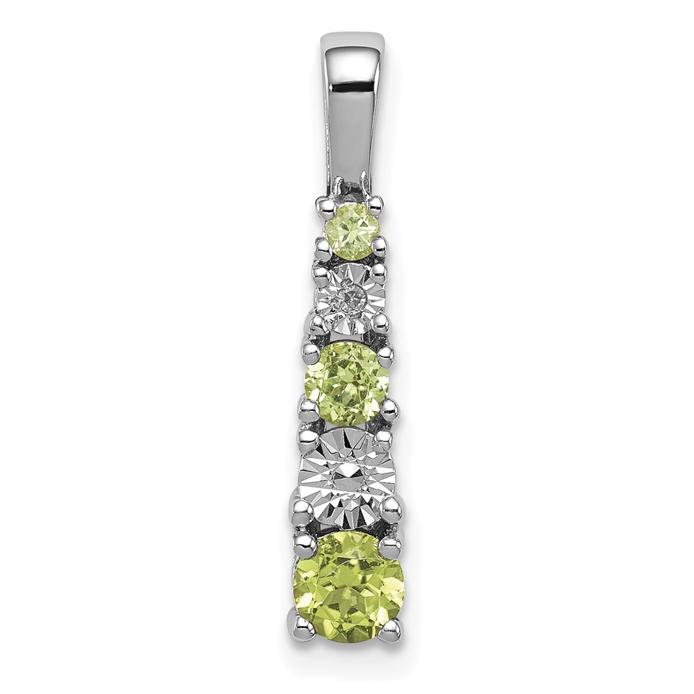 Sterling Silver Peridot August Birthstone And Diamond Ladies Mini Charm Pendant 62$